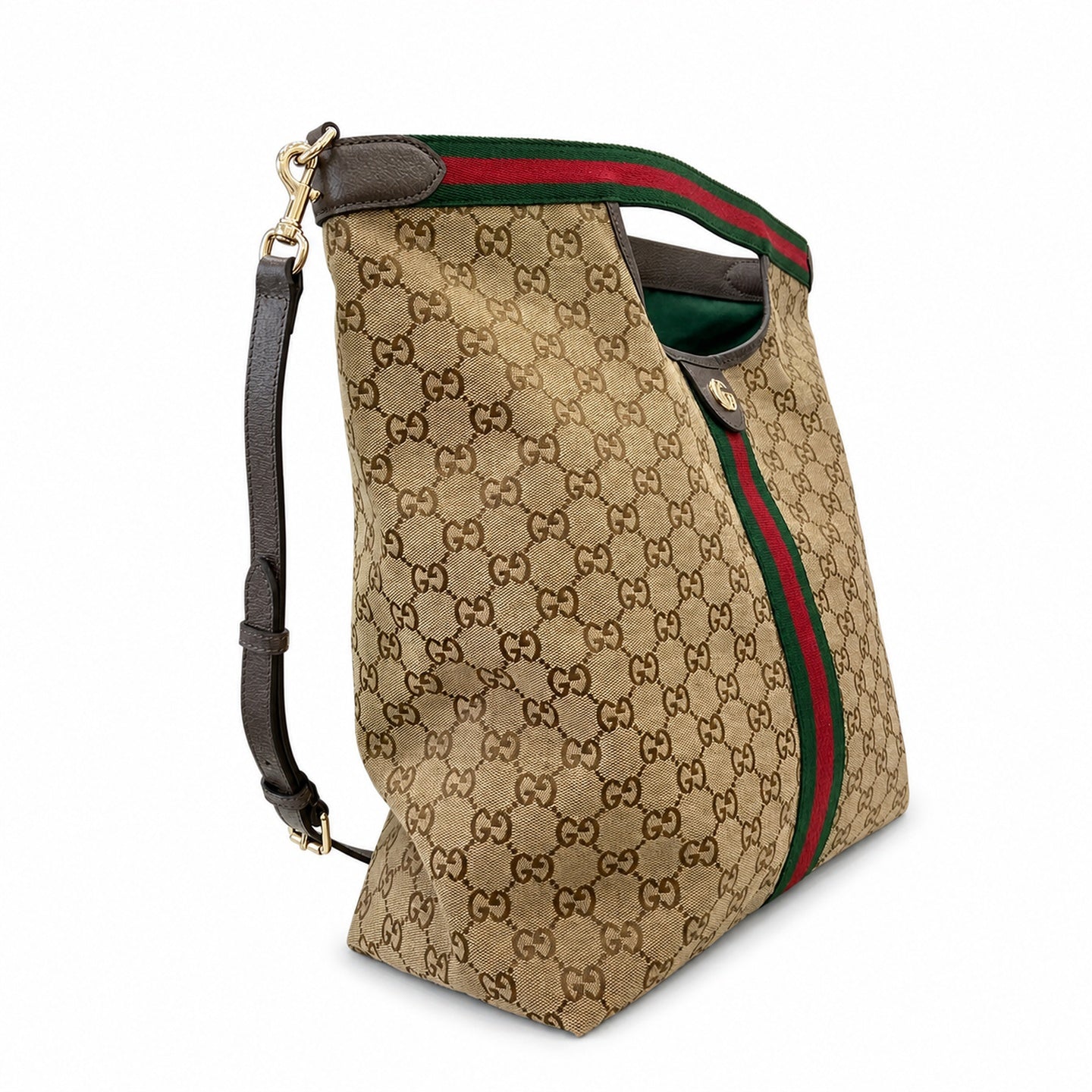 Gucci Giglio Men's Cotton Canvas Leather Black Beige Brown Red Green Gold Handbag