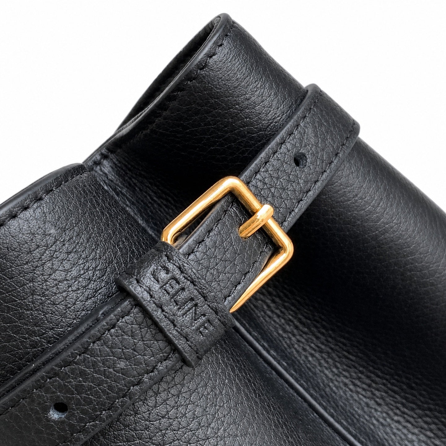 Celine Cabas Large Leather Black Brown Gold Handbag