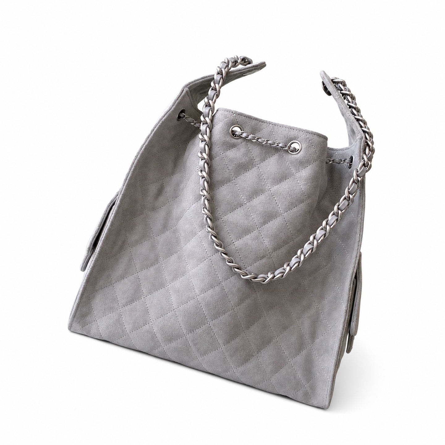 Chanel Large Leather Silver Bag