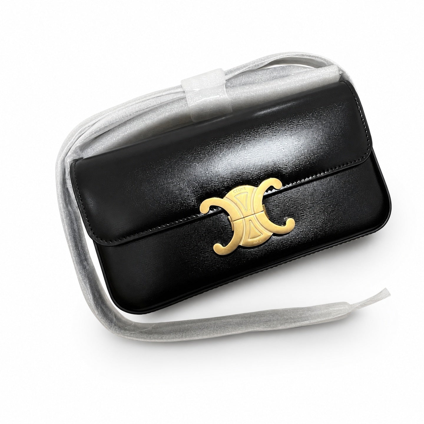 Celine Triomphe Leather Black White Pink Shoulder Bag