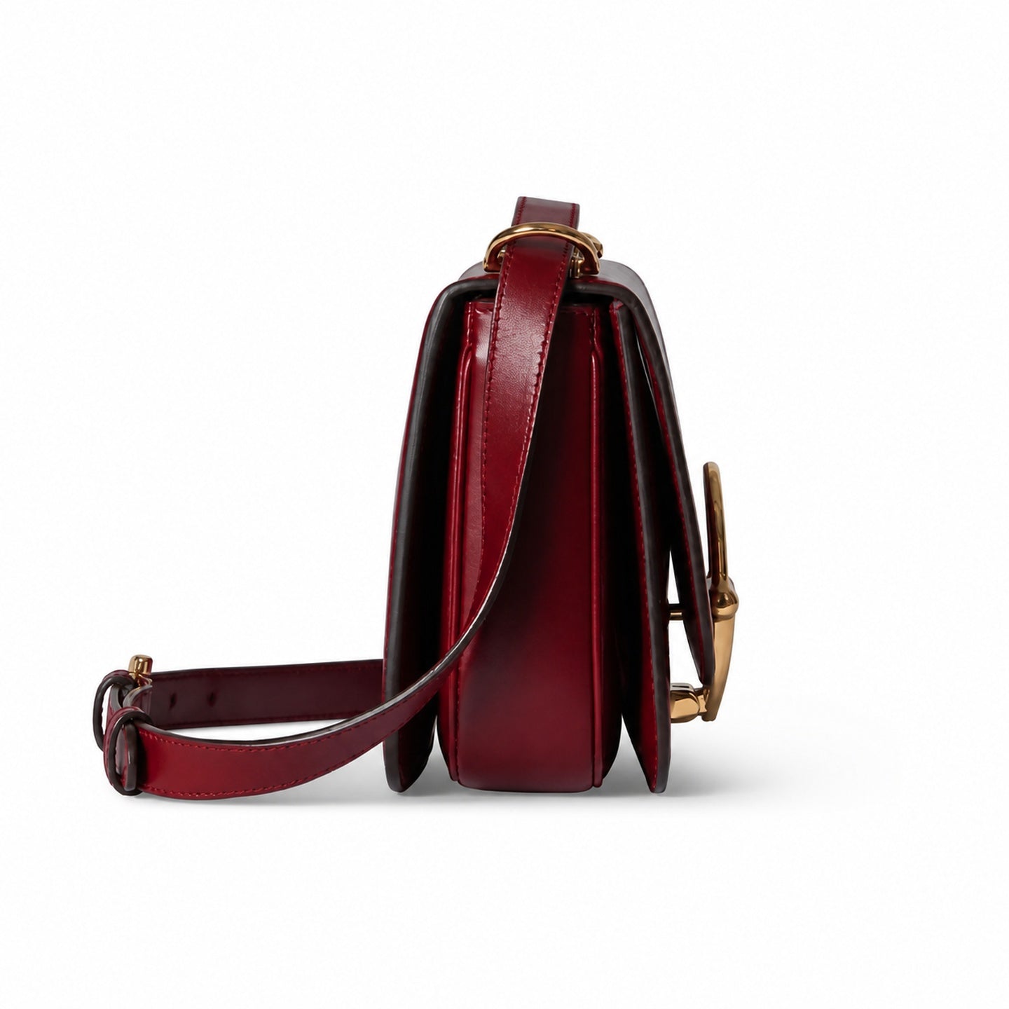Gucci Horsebit Small Leather Red Gold Shoulder Bag