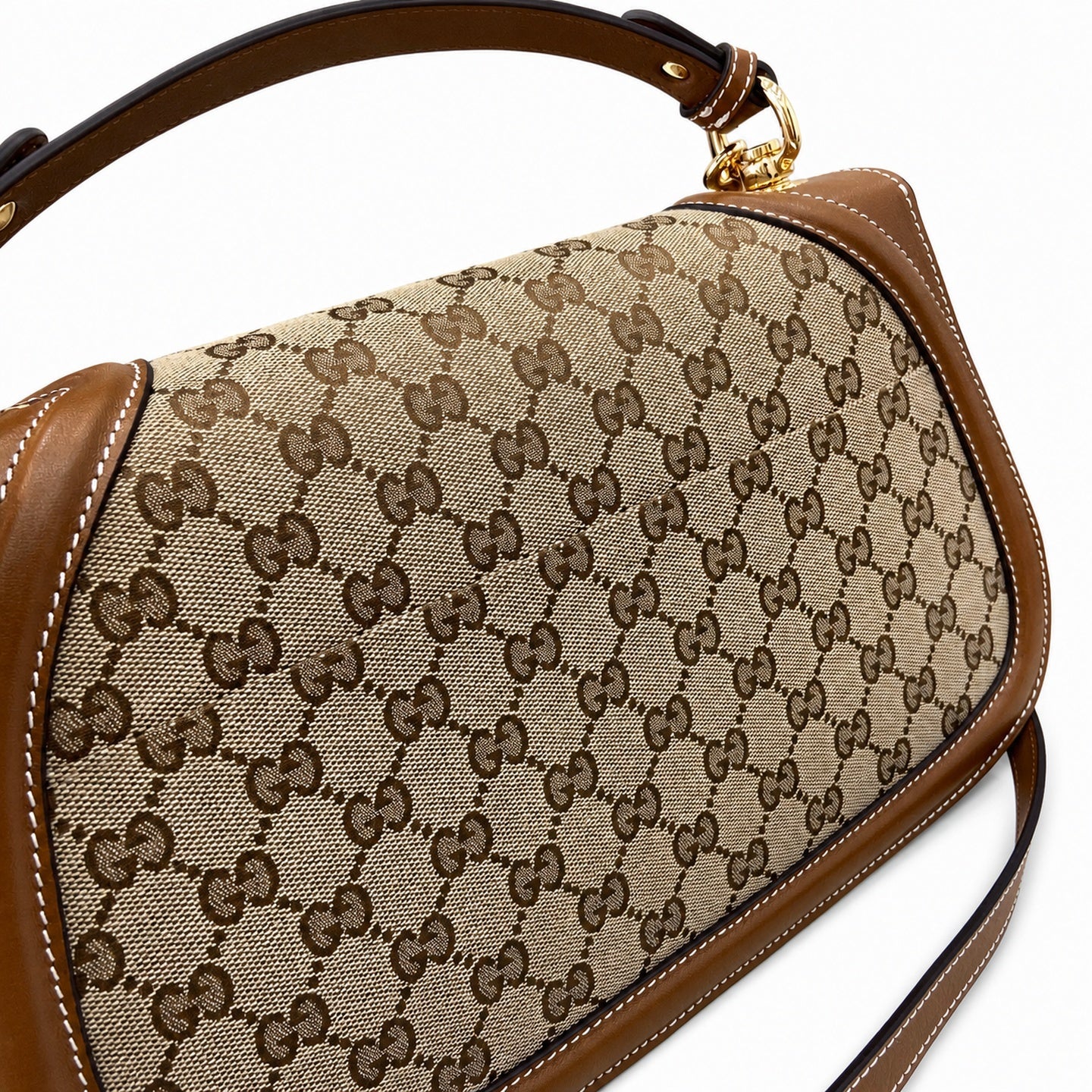 Gucci Blondie Medium Canvas Leather Beige Brown Green Handbag
