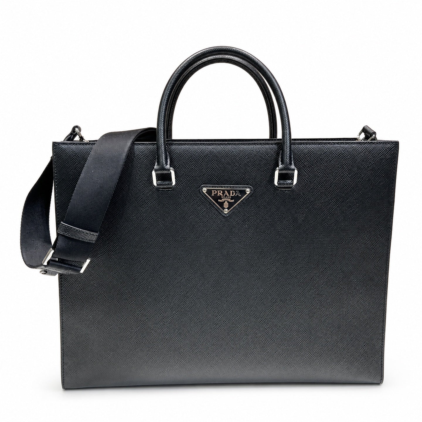 Prada Saffiano Nylon Leather Briefcase