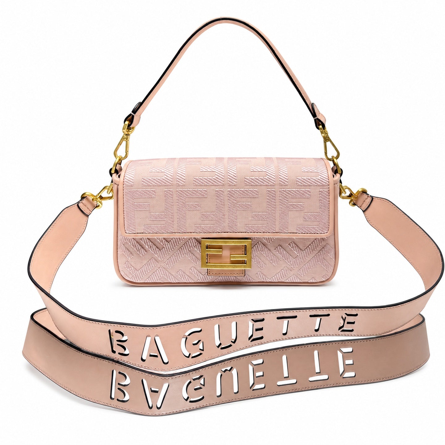 Fendi Baguette Small Embroidered Canvas Bag