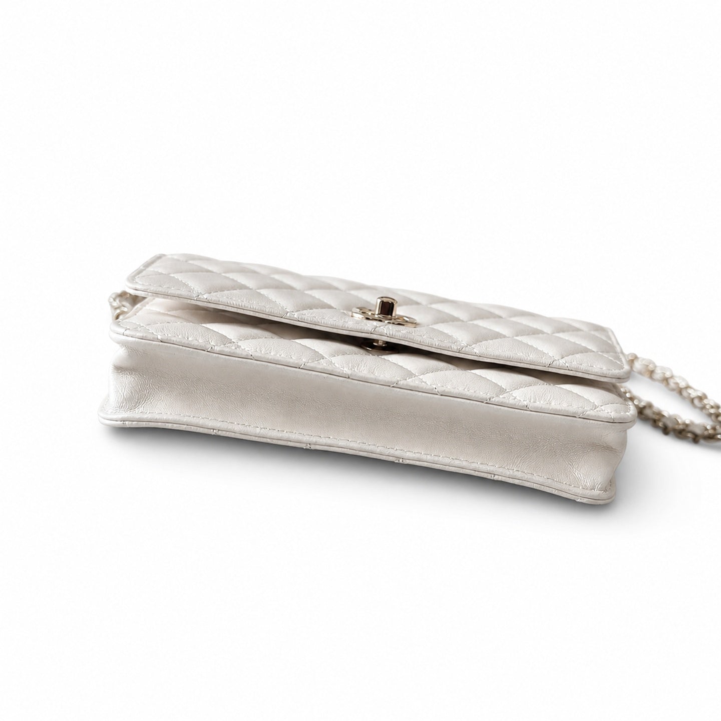 Chanel Leather White Pink Gold Handbag