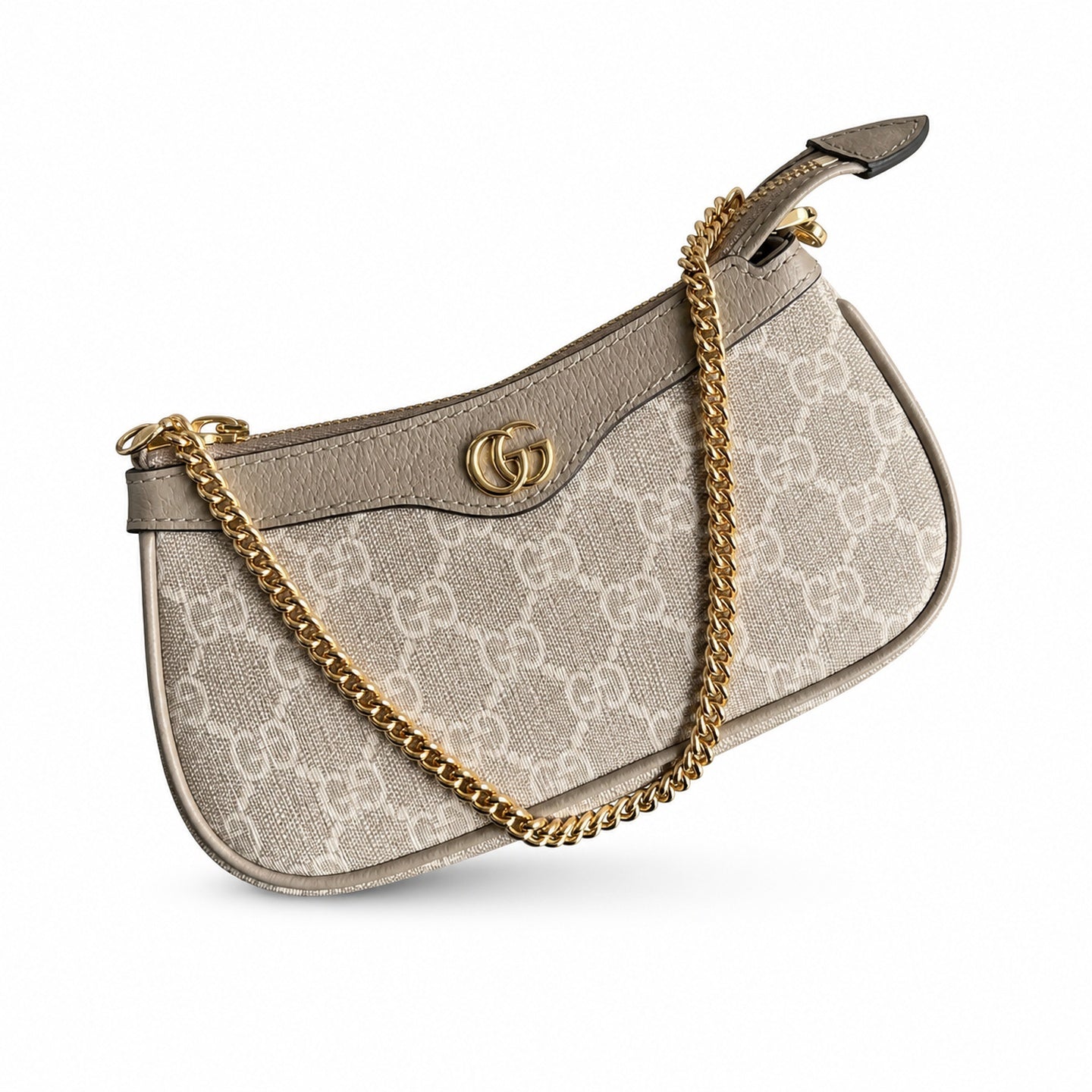 Gucci Ophidia Supreme Mini Cotton Canvas Leather Beige Brown Gold Handbag