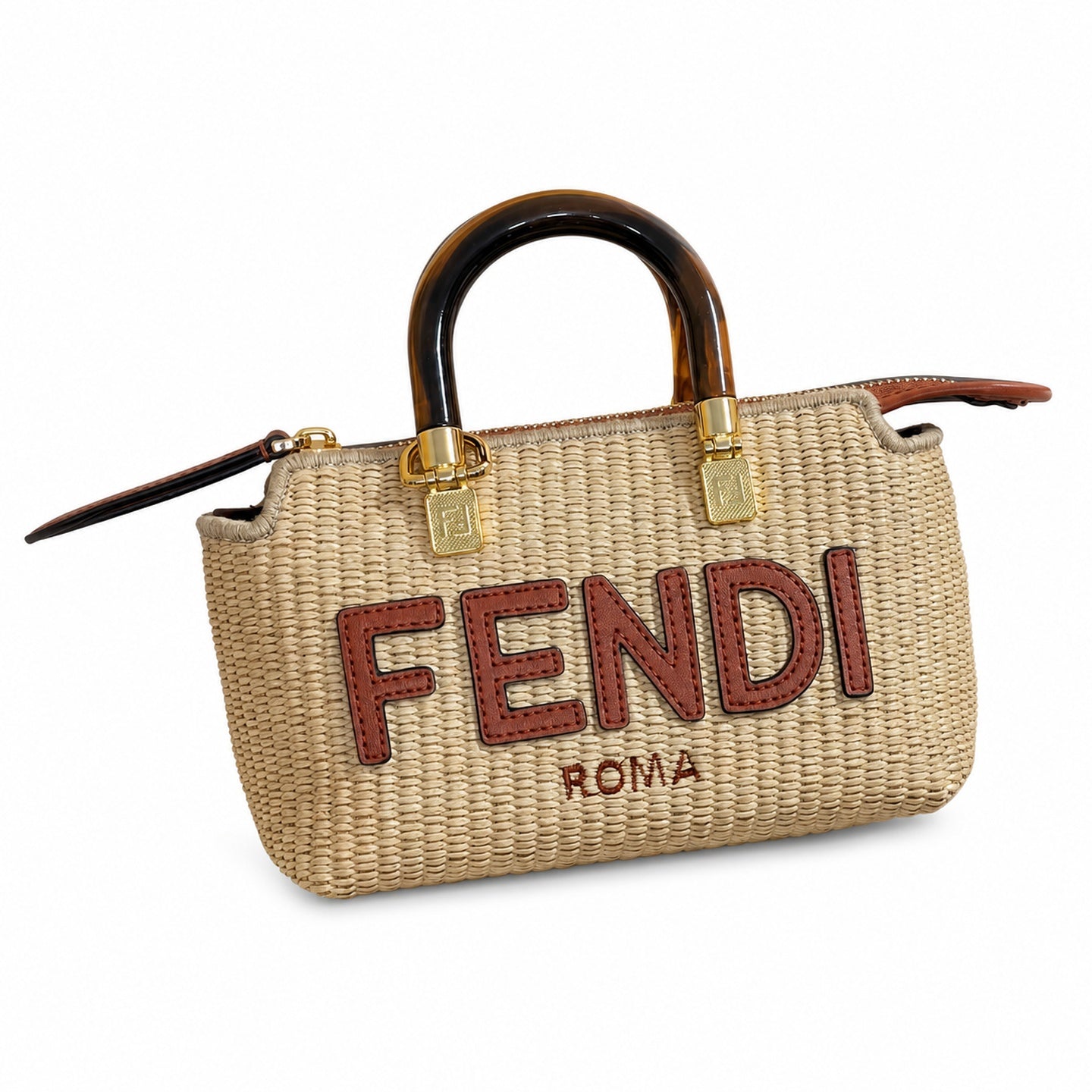 Fendi By The Way Mini Raffia Gold Bag