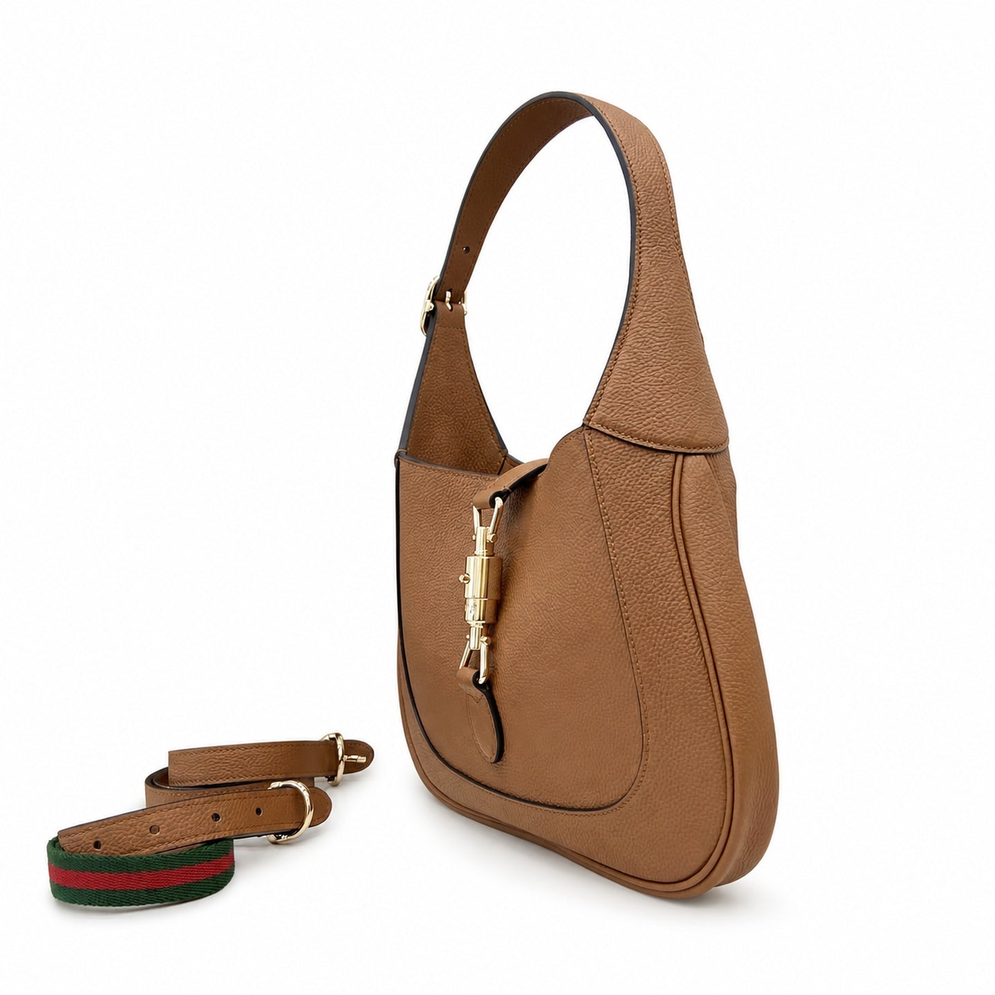 Gucci Jackie 1961 Medium Leather Brown Gold Handbag