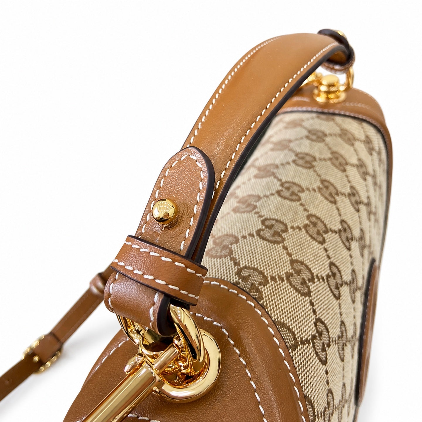 Gucci Blondie Medium Canvas Leather Beige Brown Green Handbag