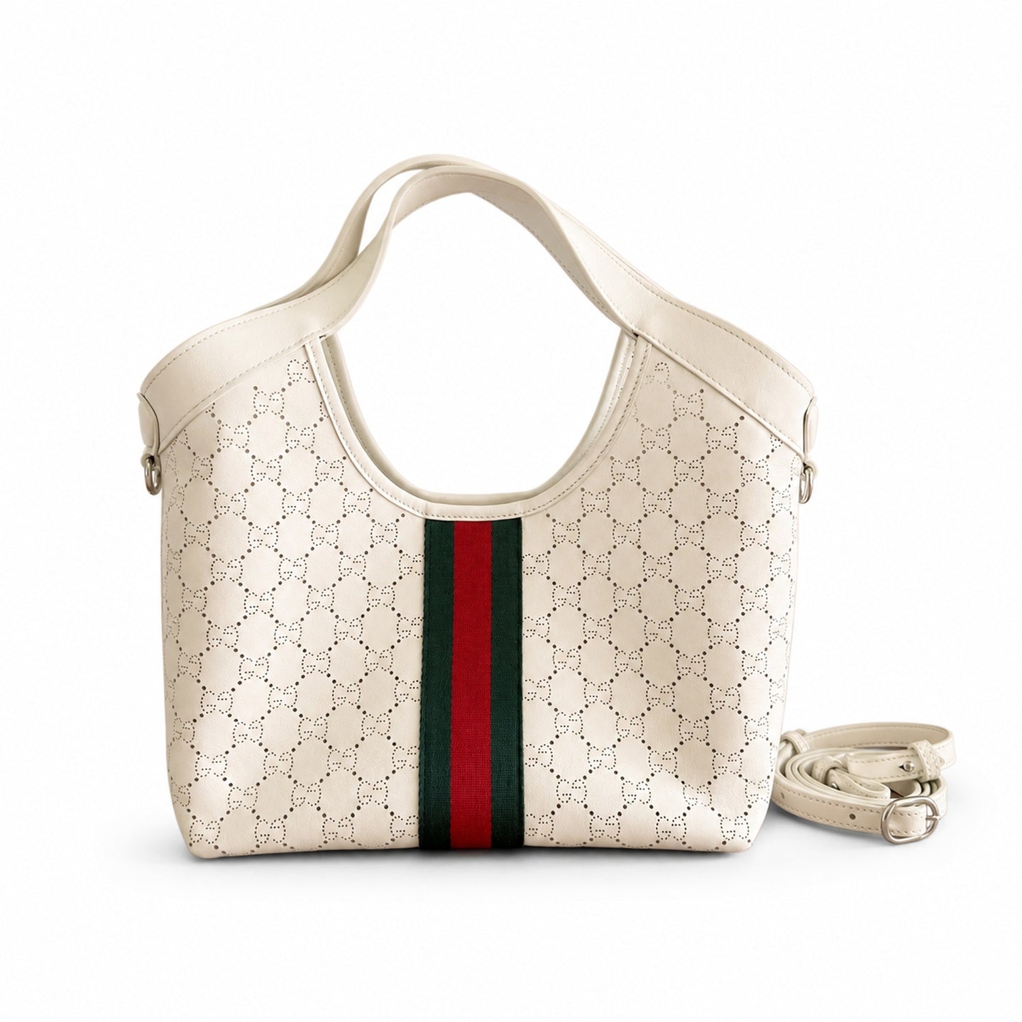 Gucci Giglio Leather Black White Beige Gold Clutch