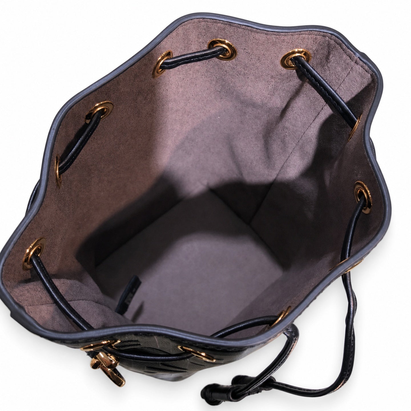 Fendi Mon Tresor Small Leather Black Gold Bucket Bag