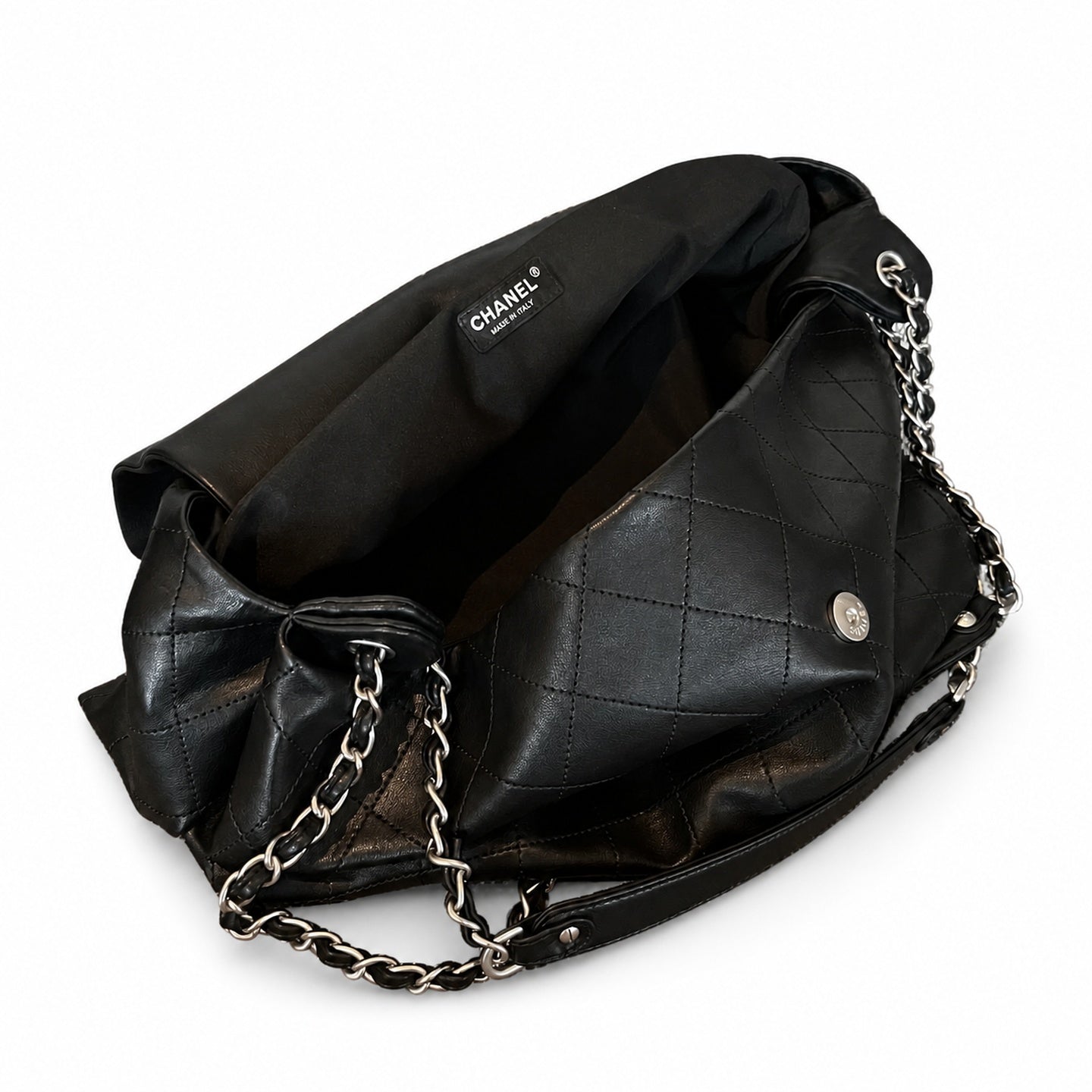 Chanel Black Silver Hobo Bag