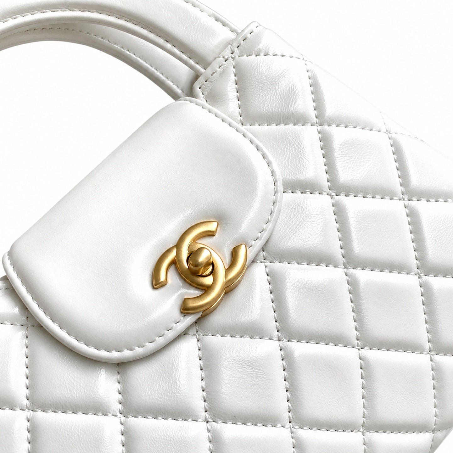 Chanel Kelly Leather White Gold Chain Bag