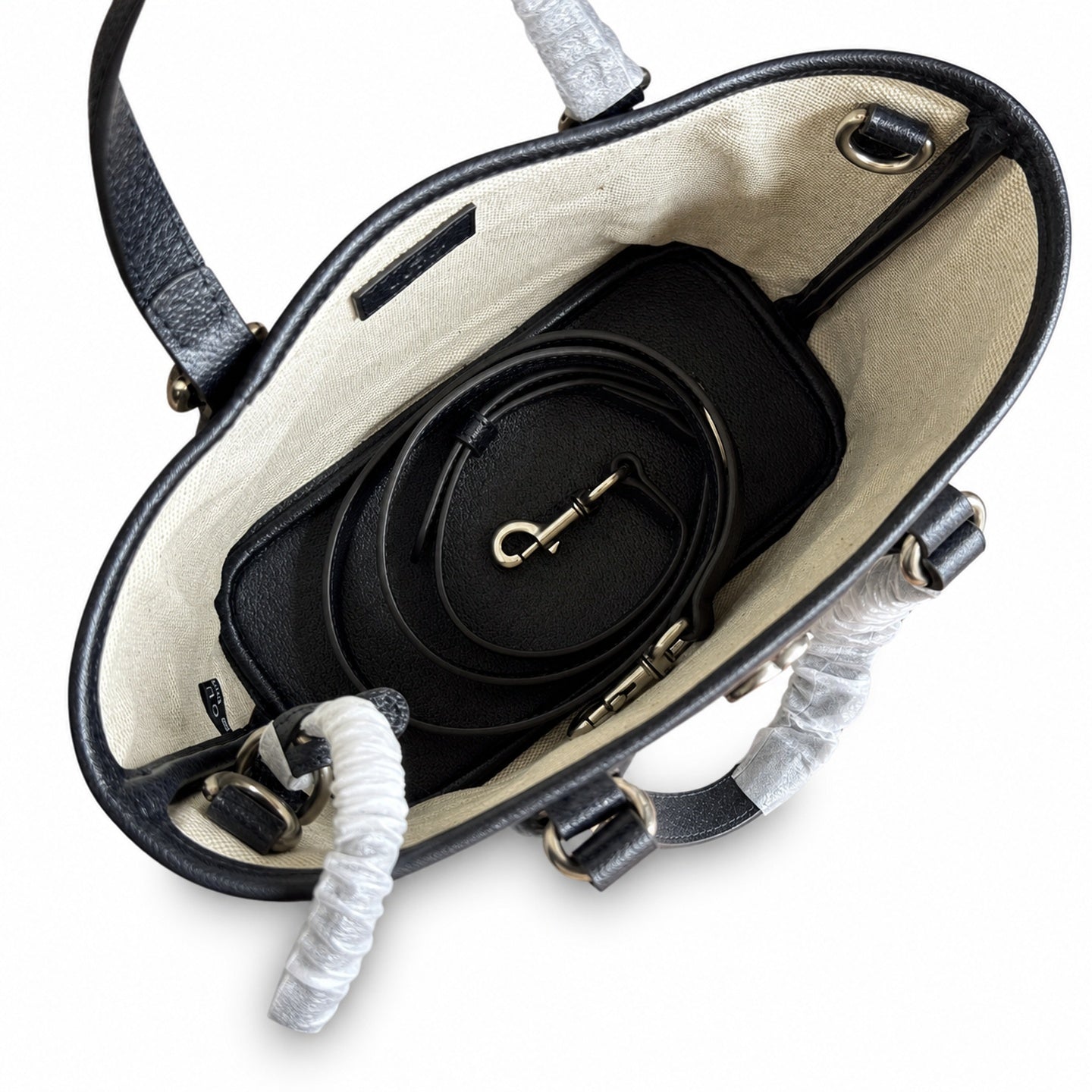 Gucci Supreme Mini Cotton Canvas Leather Black Crossbody Bag