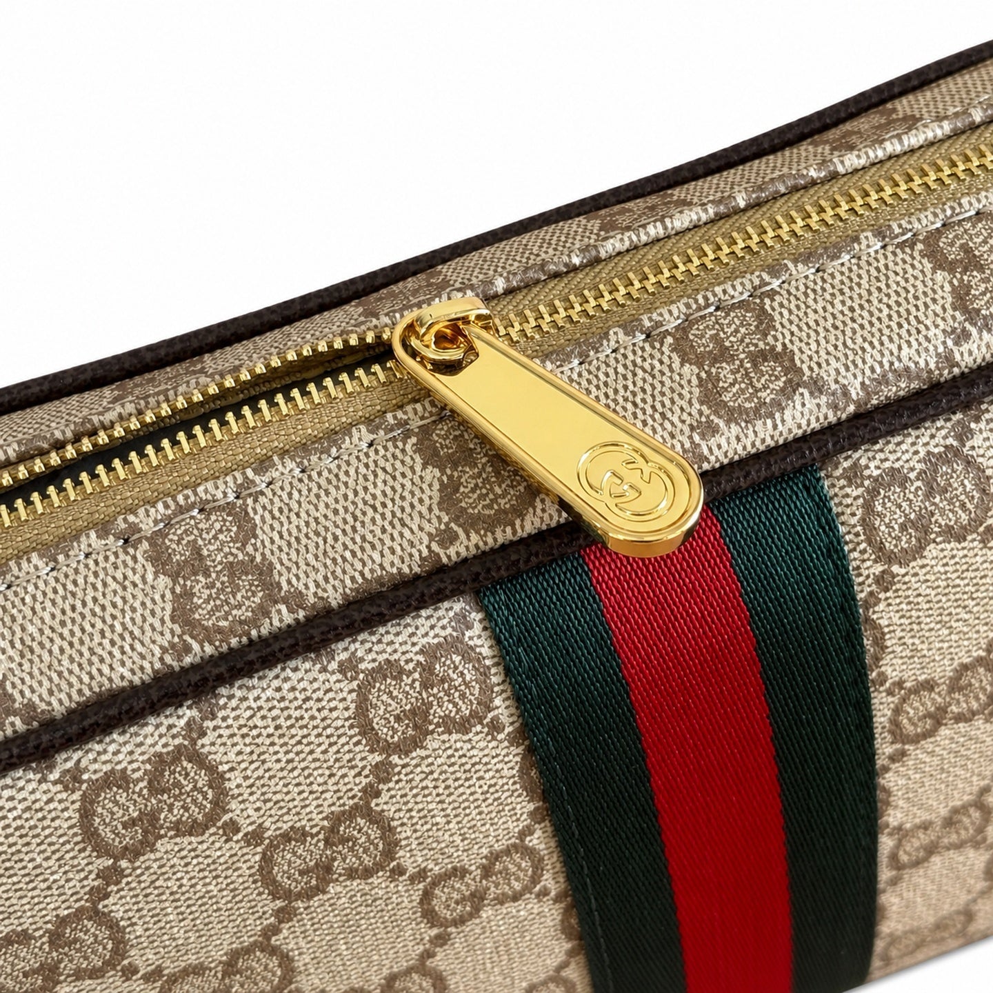 Gucci Small Canvas Nylon Leather Brown Red Green Bag