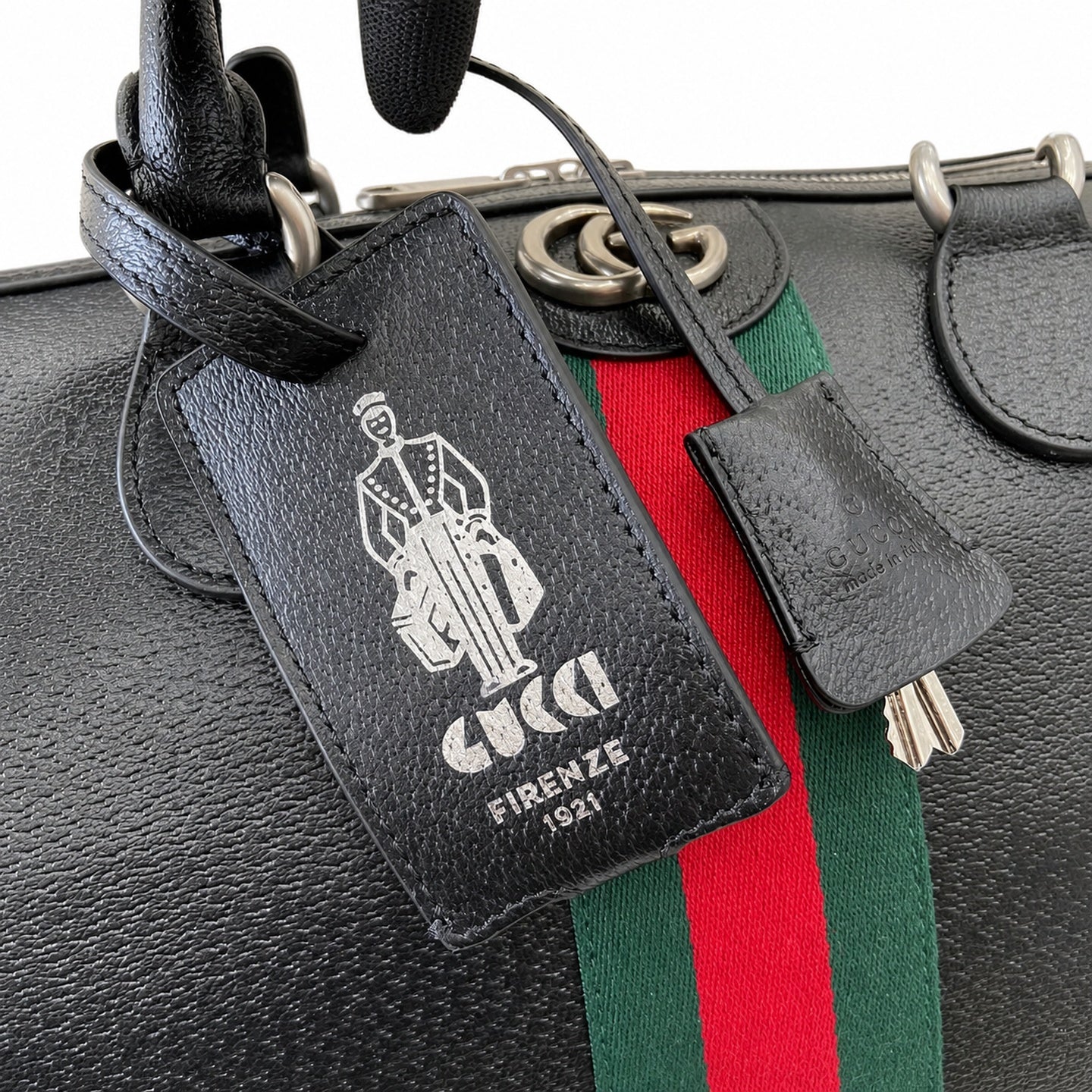 Gucci Cotton Leather Black Green Bag
