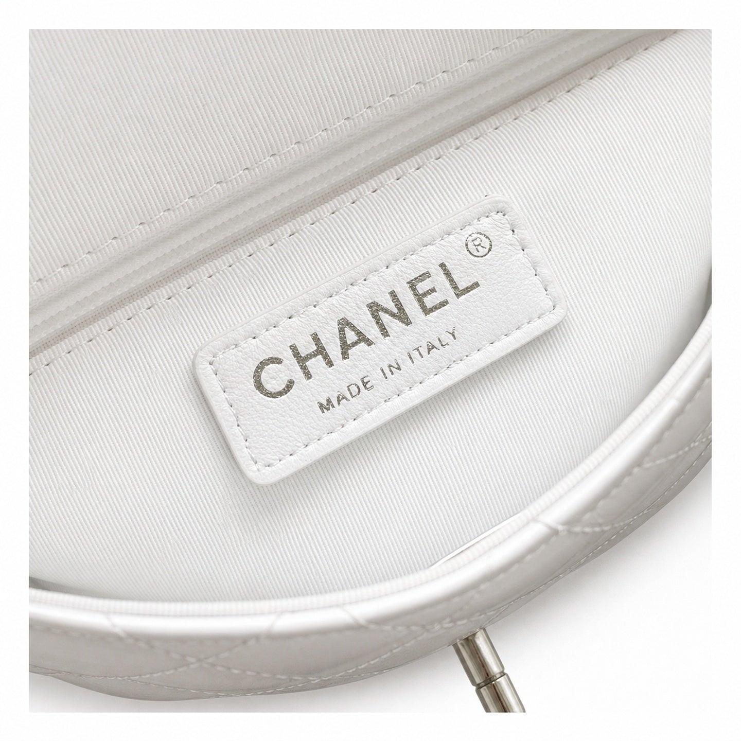 Chanel Small Patent Leather White Bag