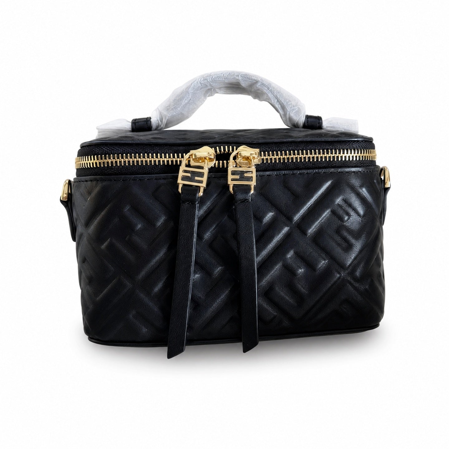 Fendi Mini Leather Black Gold Vanity Bag