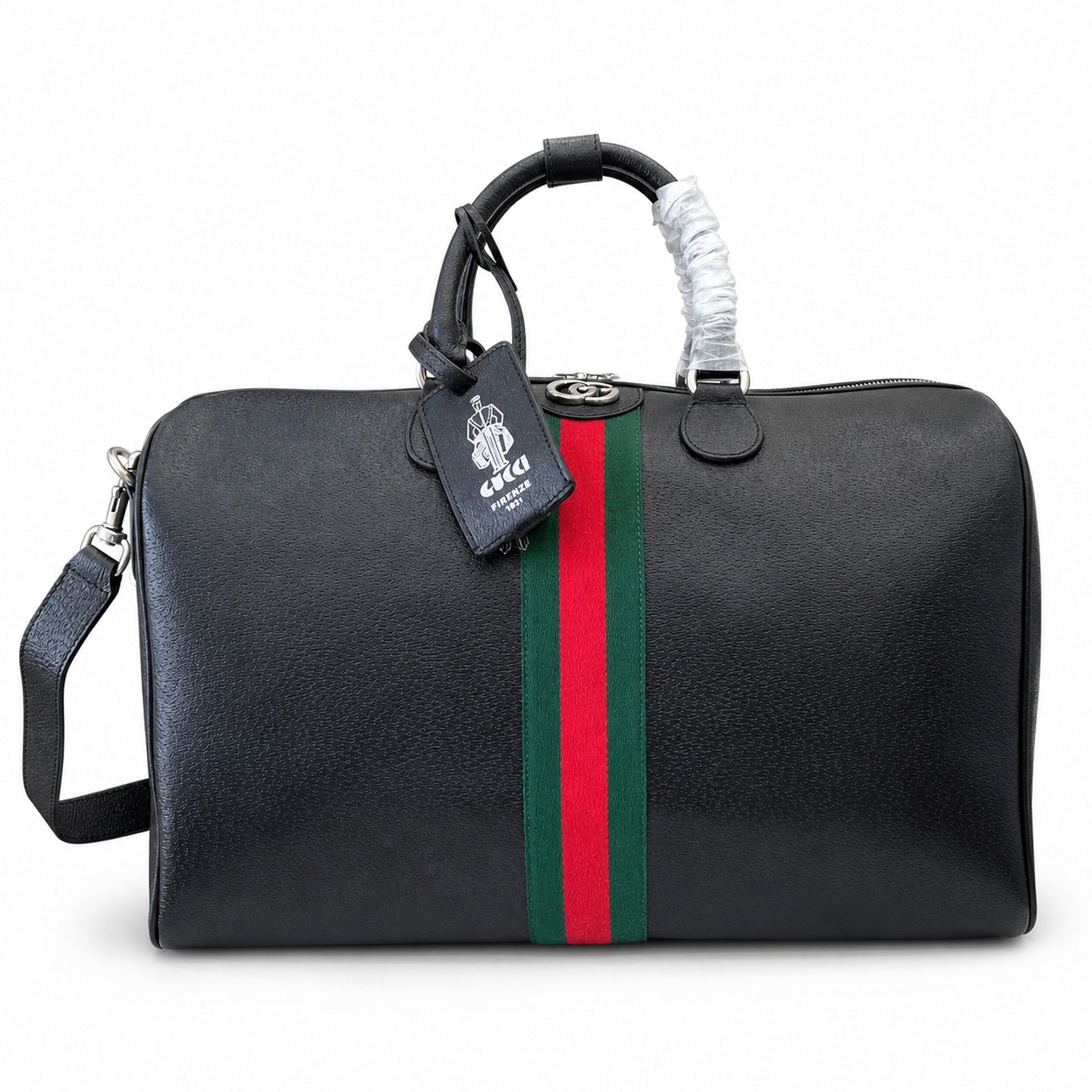 Gucci Cotton Leather Black Green Bag