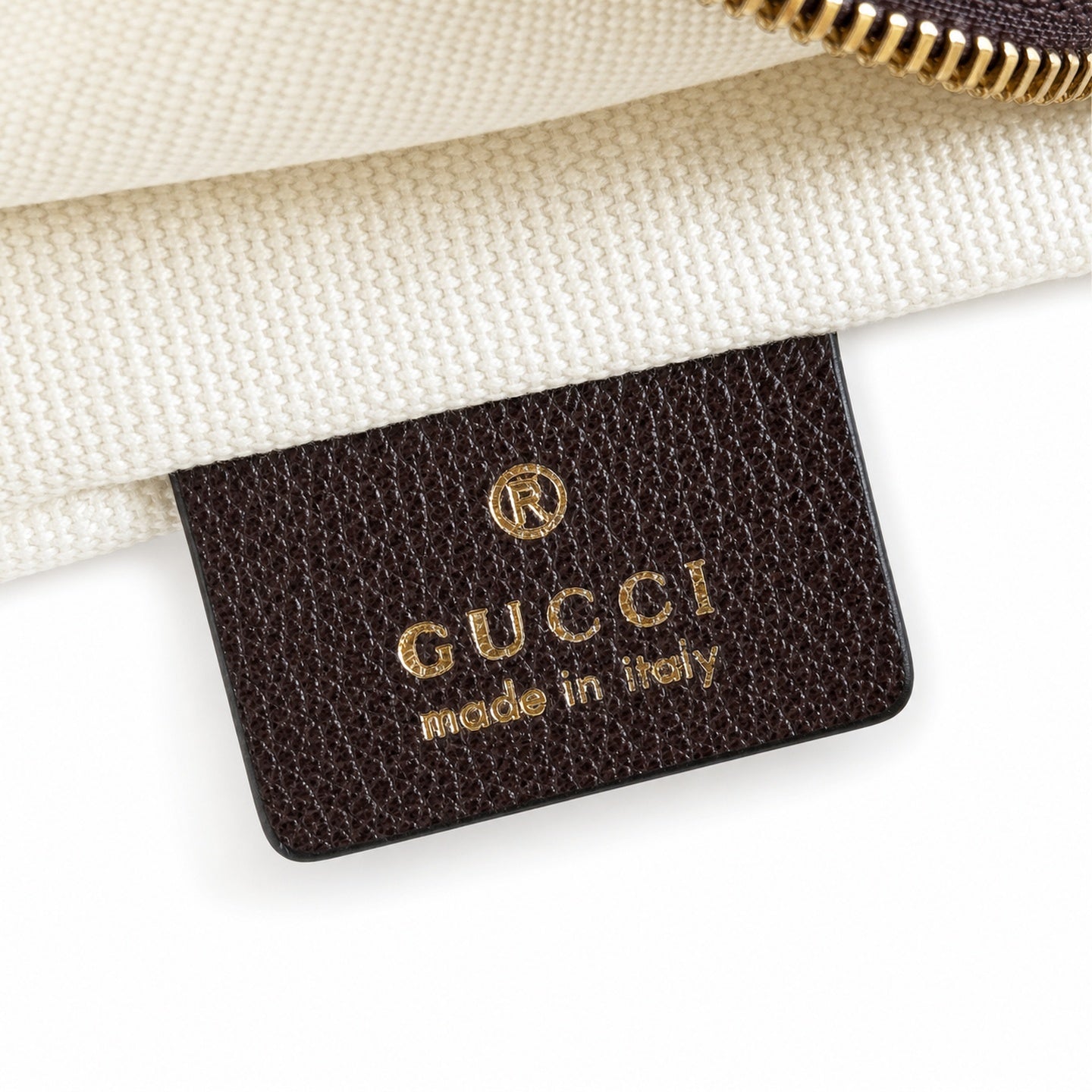 Gucci Cotton Canvas Leather Brown Gold Charm