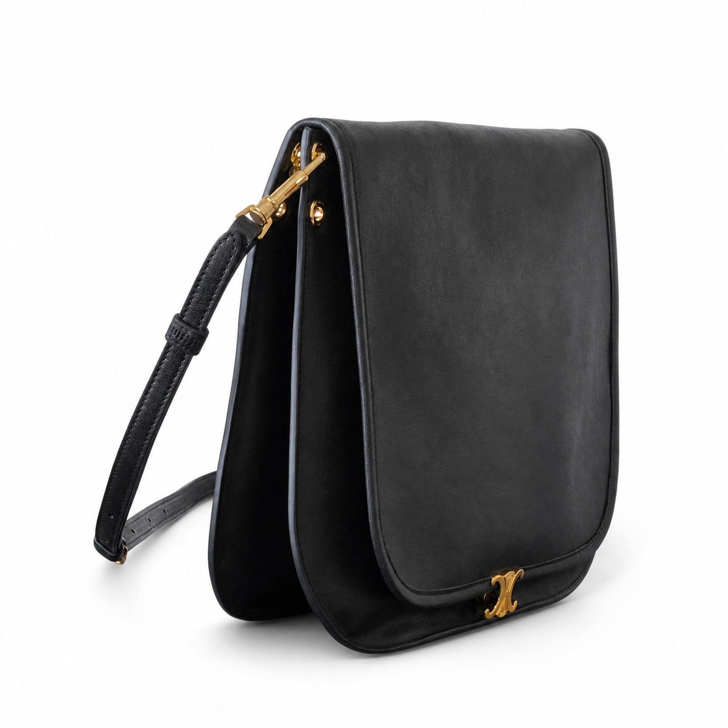 Celine Triomphe Large Leather Black Gold Bag