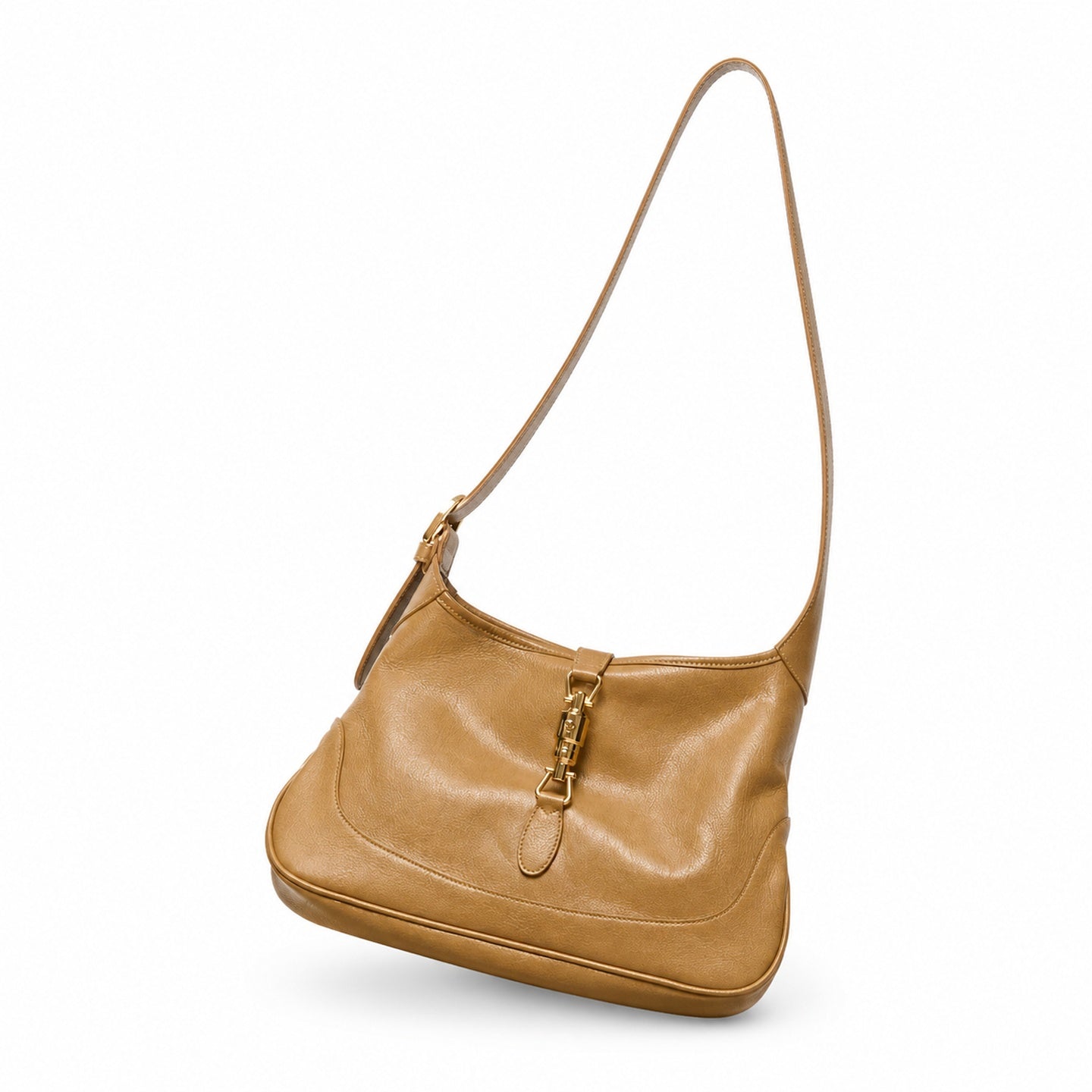 Gucci Leather Beige Gold Bag