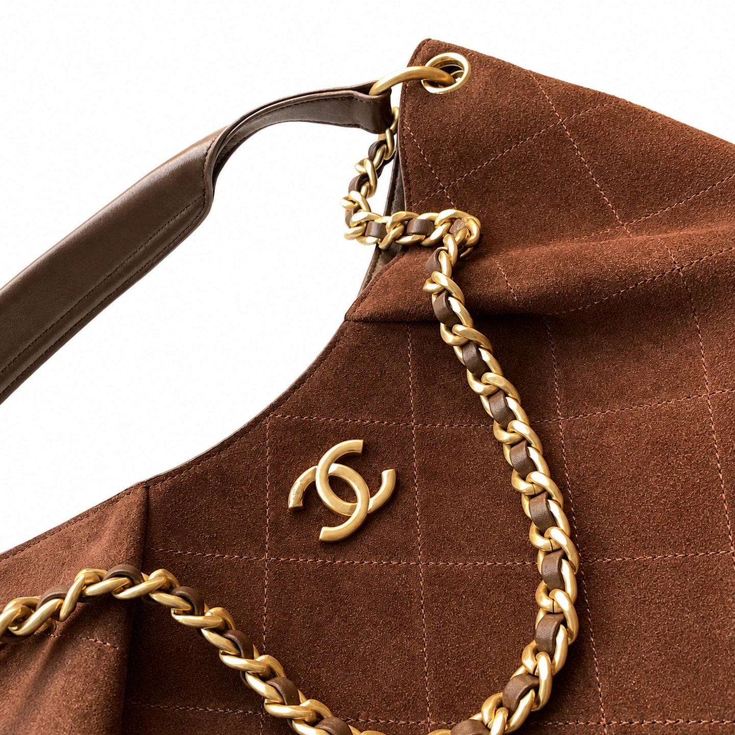 Chanel Medium Velvet Leather Gold Bag