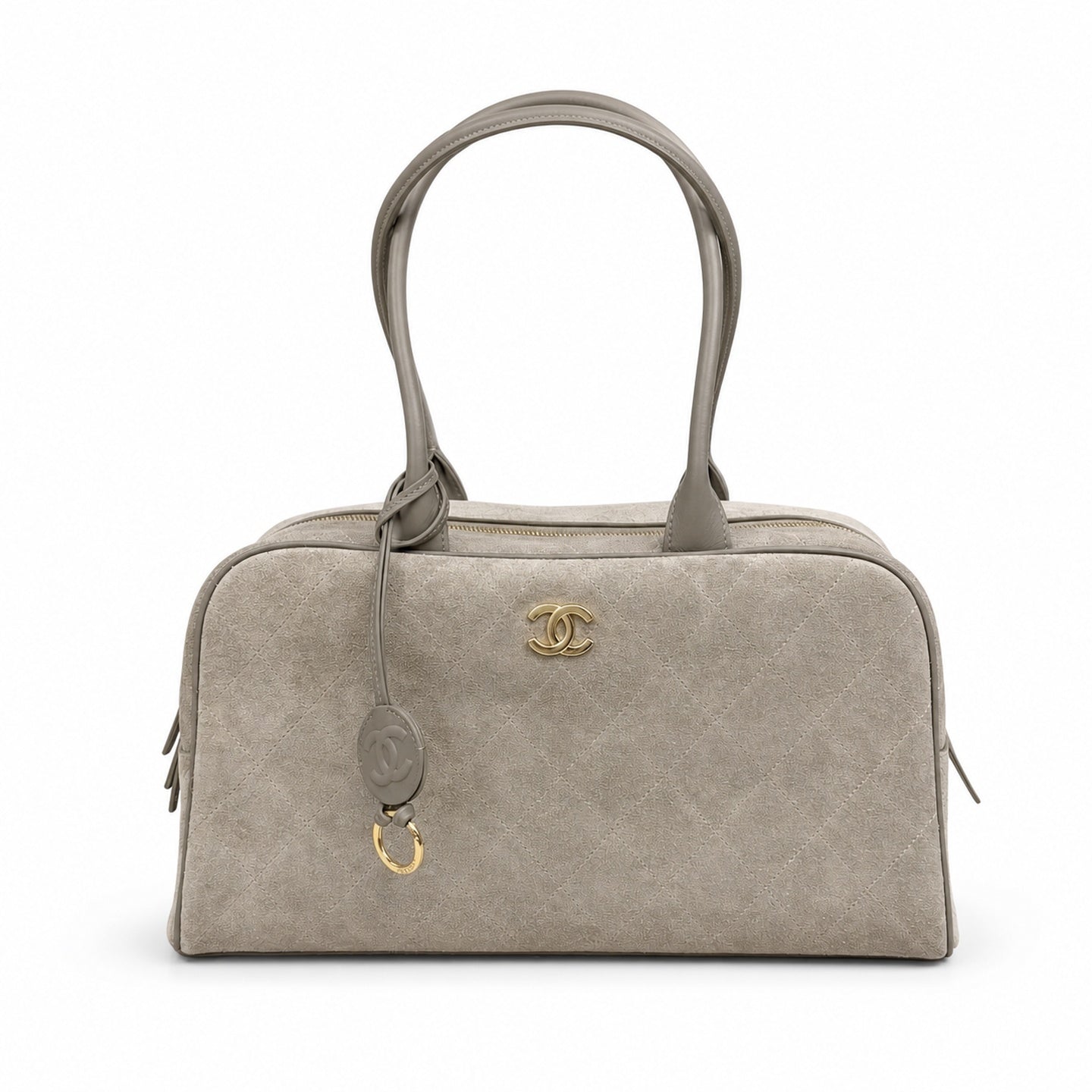 Chanel Large Suede Leather Bowling Bag
