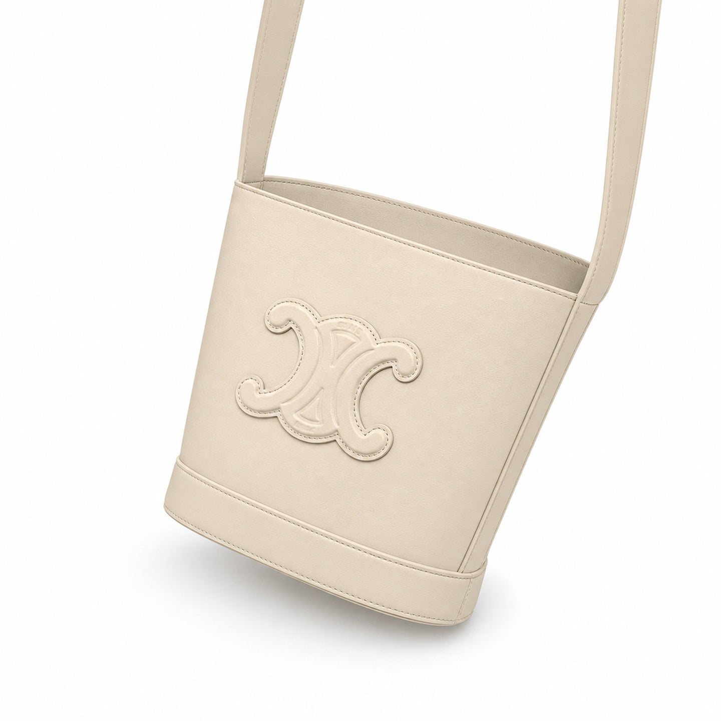 Celine Triomphe Mini White Gray Bucket Bag