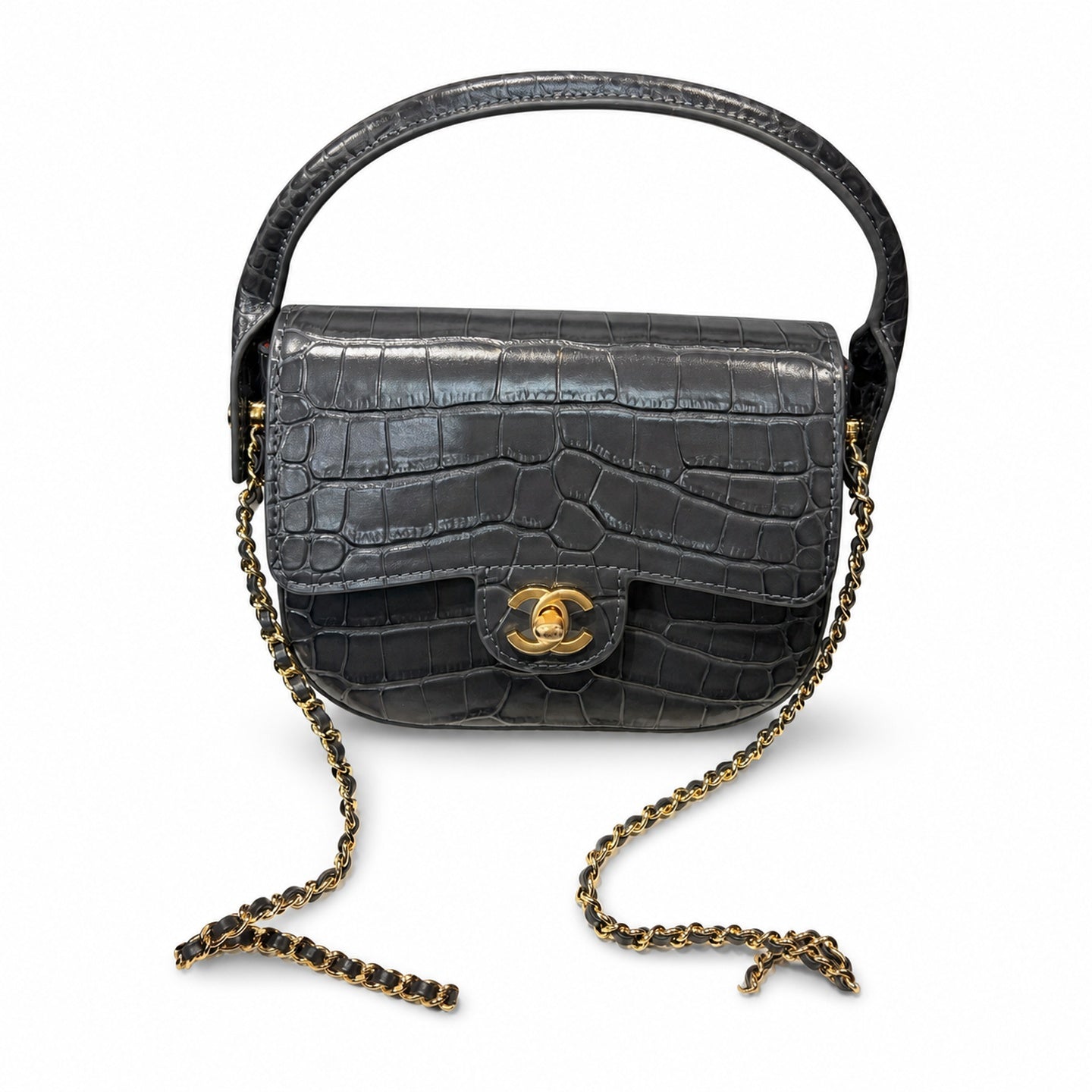 Chanel Croc-Embossed Leather Bag