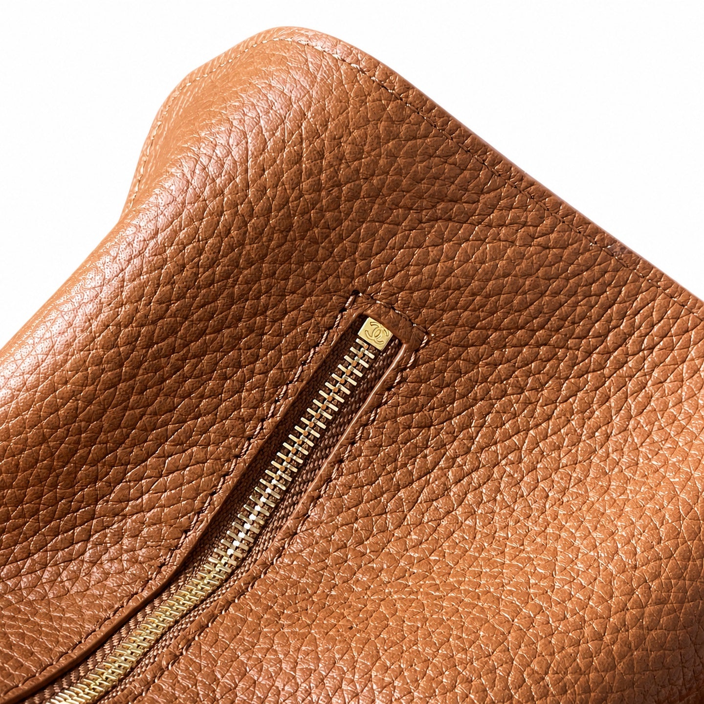 Chanel Large Leather Brown Gold Bag