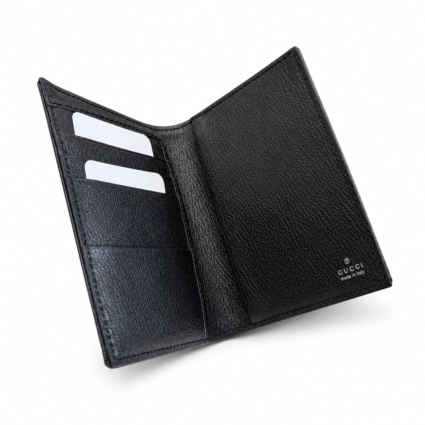 Gucci Canvas Leather Black Silver Passport Holder