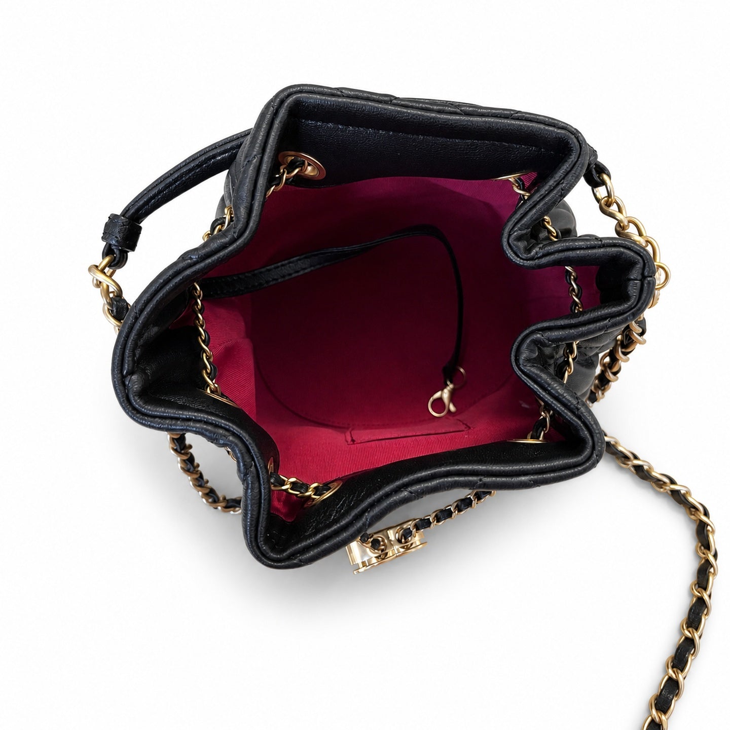 Chanel Leather Black Gold Bucket Bag
