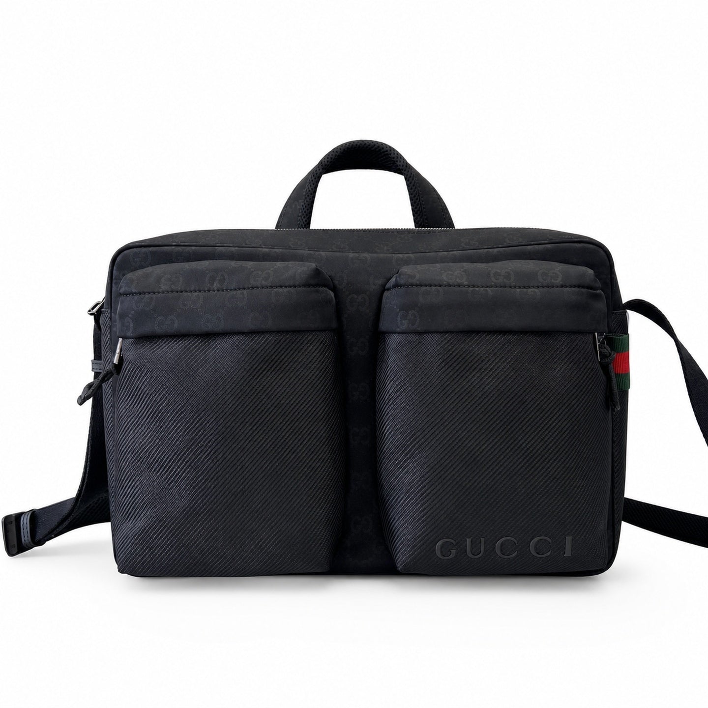Gucci Nylon Black Red Green Bag