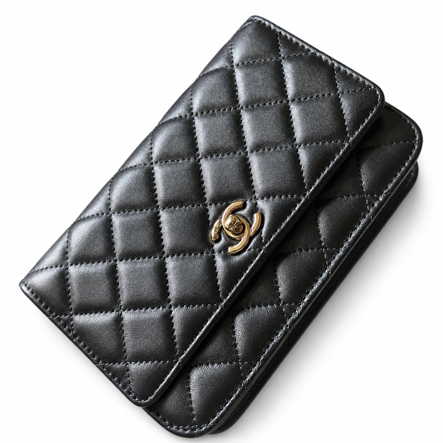 Chanel Leather Black Pink Gold Handbag