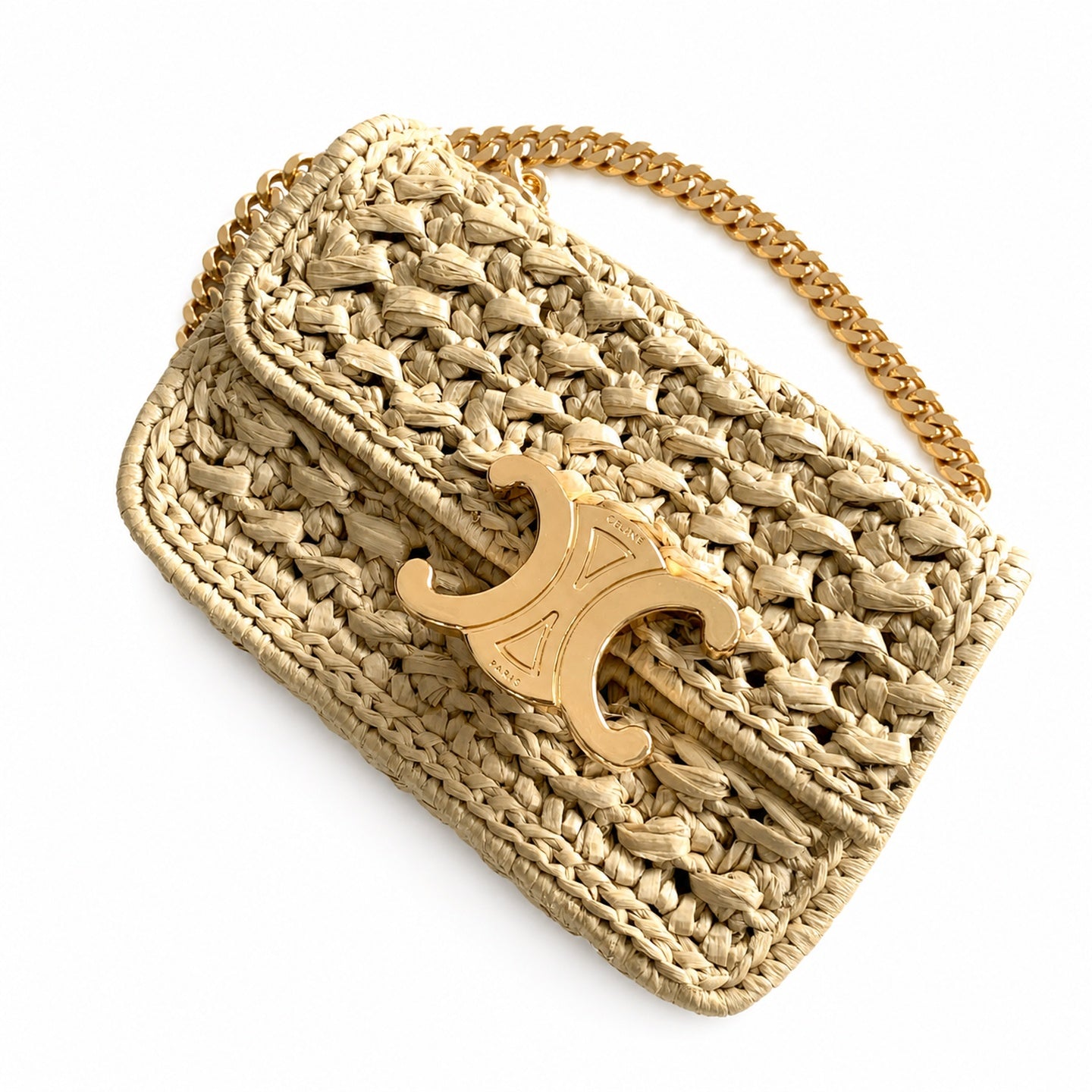 Celine Triomphe Raffia Handbag