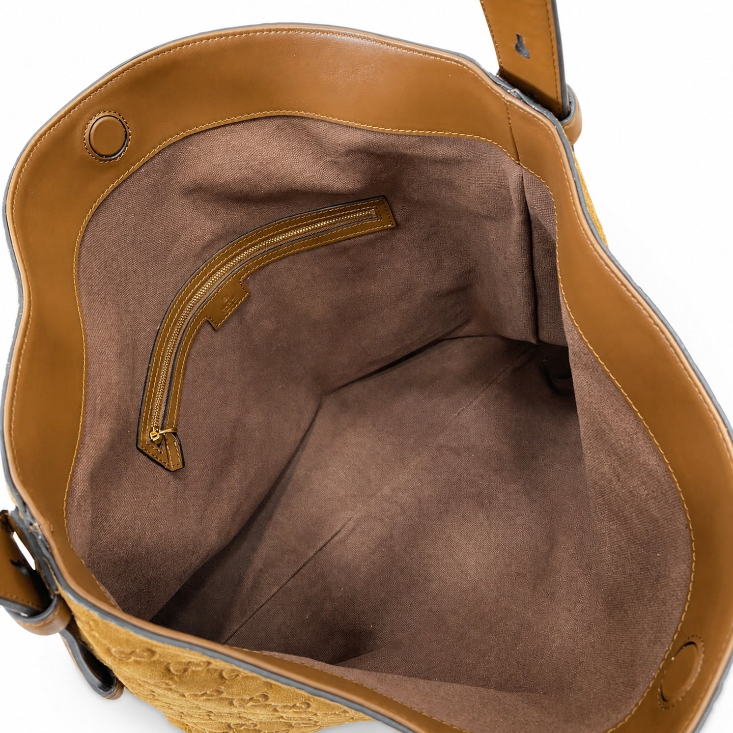 Gucci Horsebit Cotton Suede Leather Brown Gold Handbag
