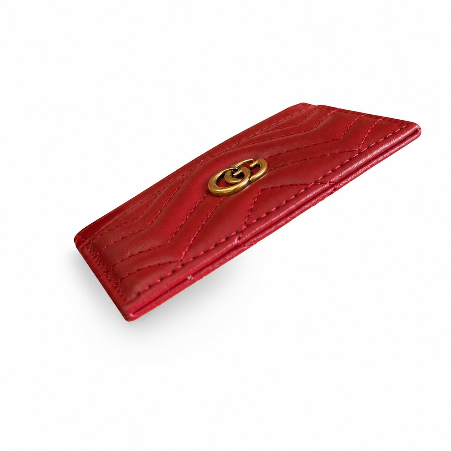 Gucci GG Marmont Small Quilted Matelasse Leather Beige Red Handbag