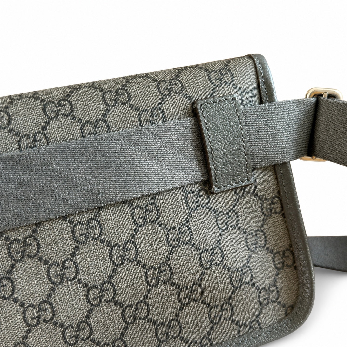 Gucci Ophidia Men's Supreme Small Cotton Canvas Leather Black Gray Waist Bag