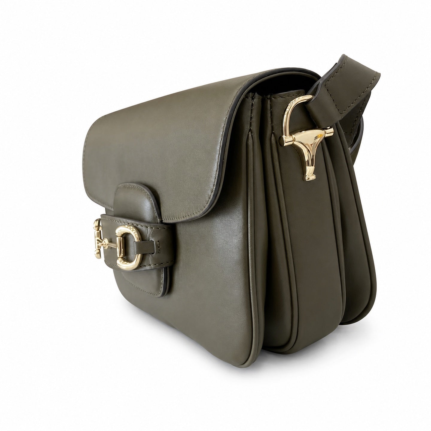 Gucci Horsebit 1955 Small Cotton Leather Brown Green Gold Shoulder Bag