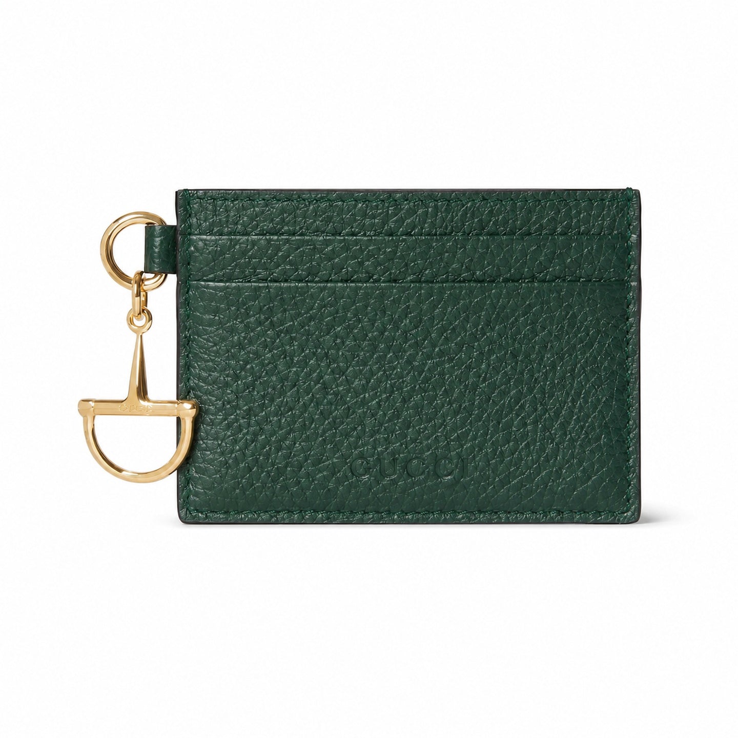 Gucci Horsebit Cotton Leather Green Gold Card Holder