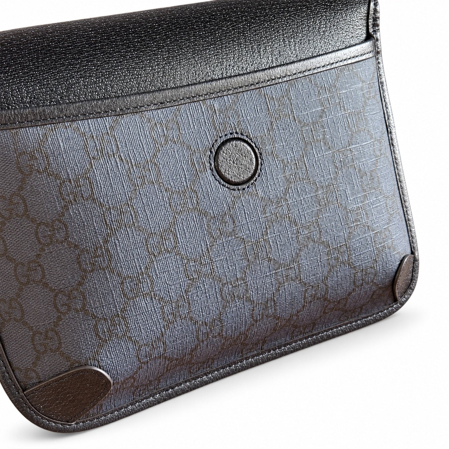 Gucci Ophidia Men's Supreme Small Cotton Canvas Leather Black Gray Blue Waist Bag