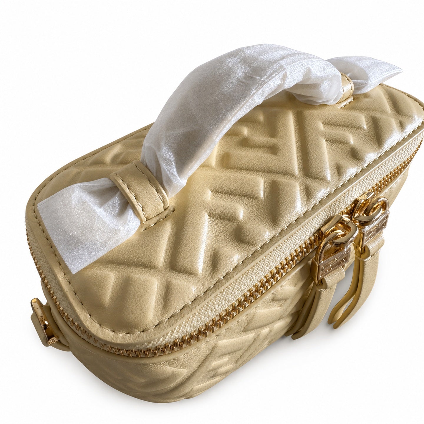 Fendi Mini Leather Yellow Gold Vanity Bag
