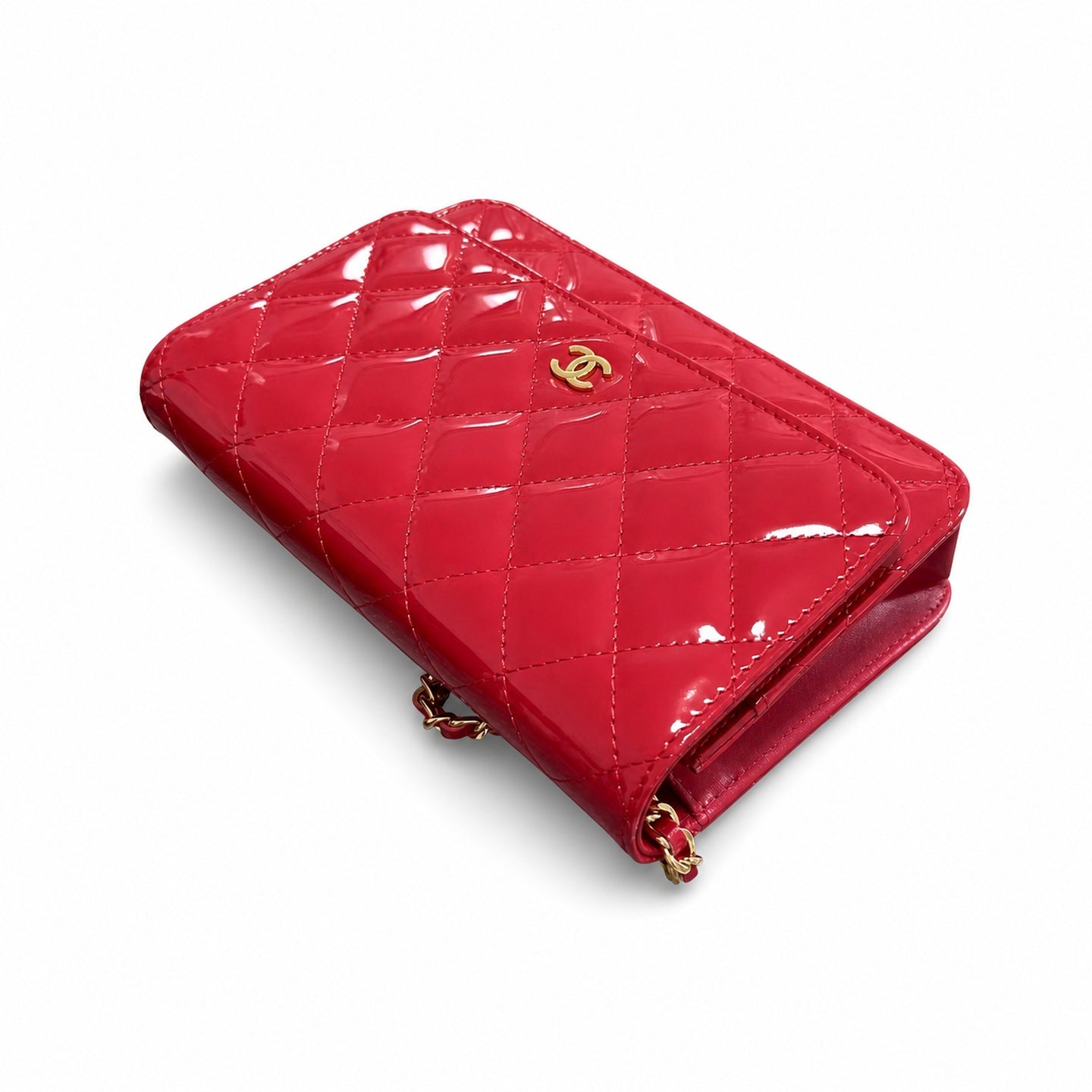 Chanel Small Patent Leather Gold Silver Bag