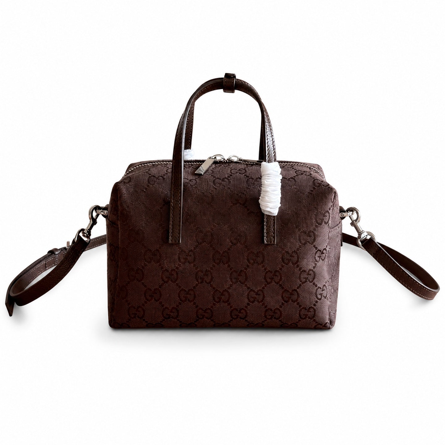 Gucci Small Denim Canvas Leather Blue Boston Bag