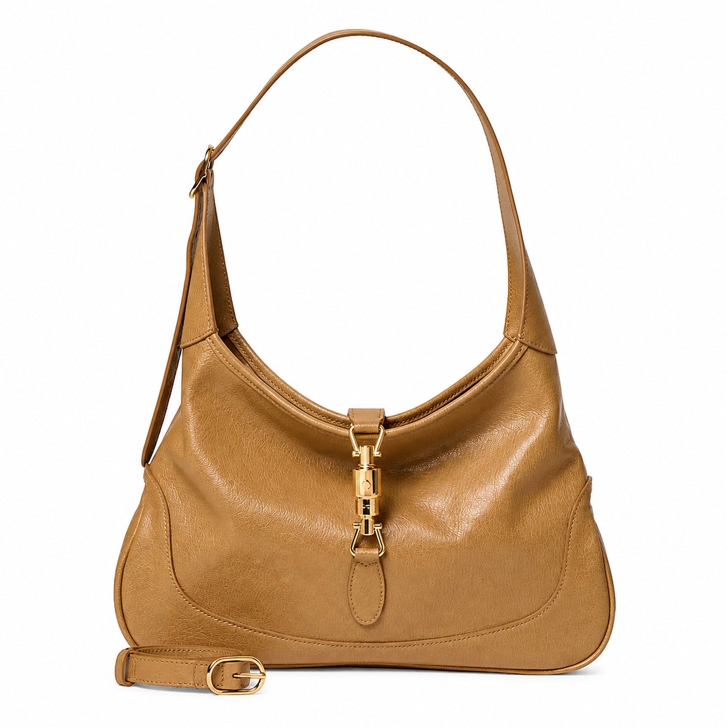 Gucci Leather Beige Gold Bag