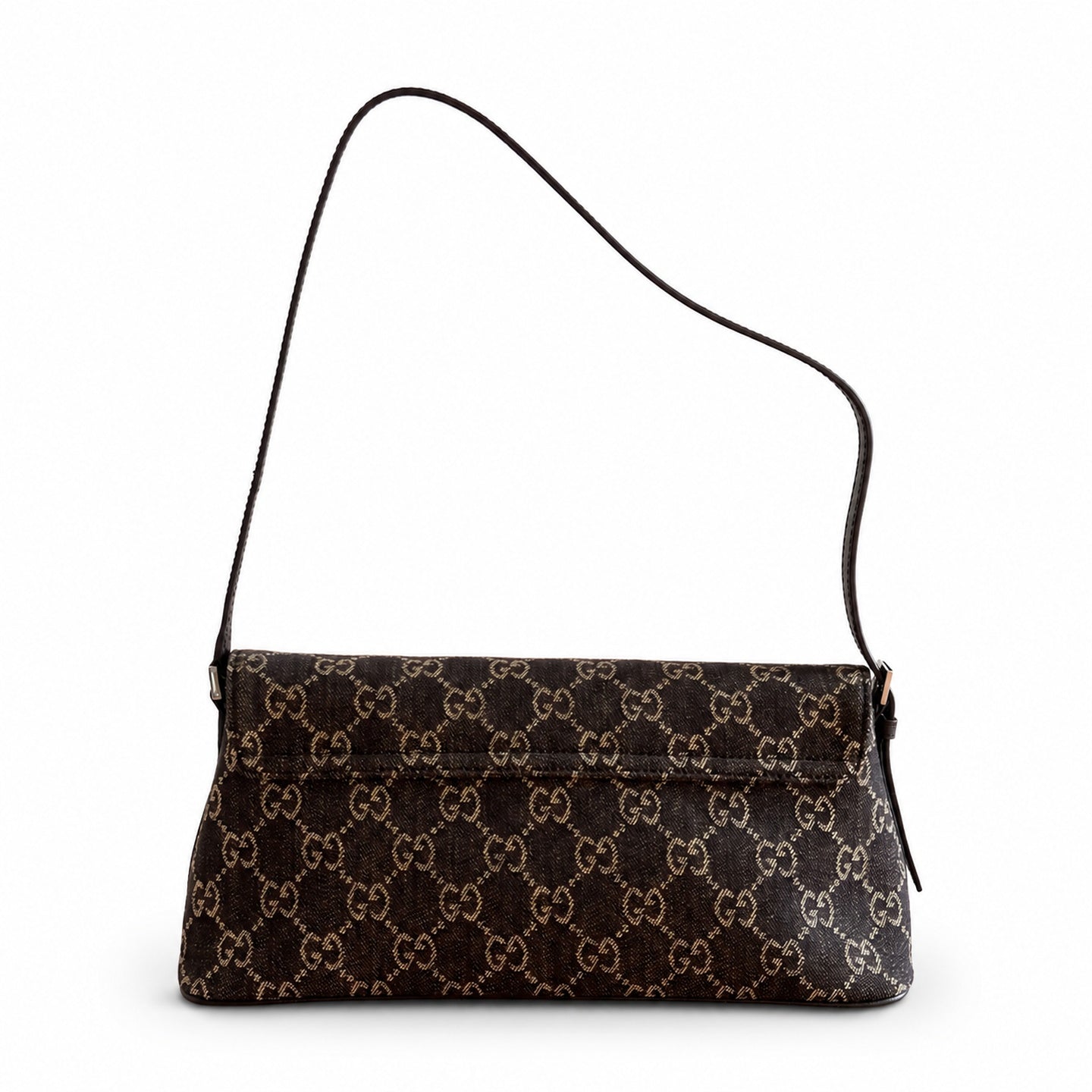 Gucci Denim Nylon Leather Black Blue Shoulder Bag