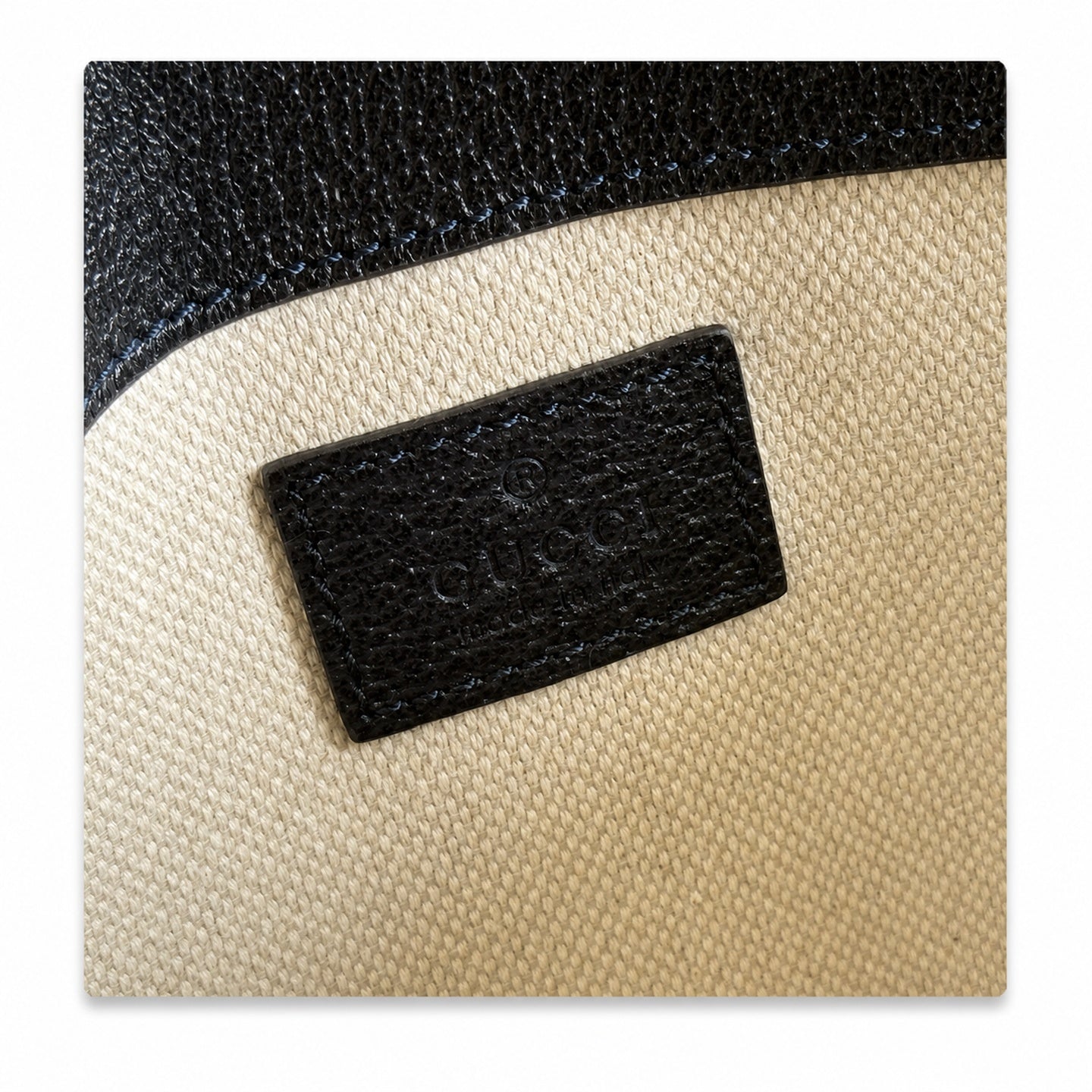 Gucci Ophidia Men's Supreme Small Cotton Canvas Leather Black Gray Blue Waist Bag
