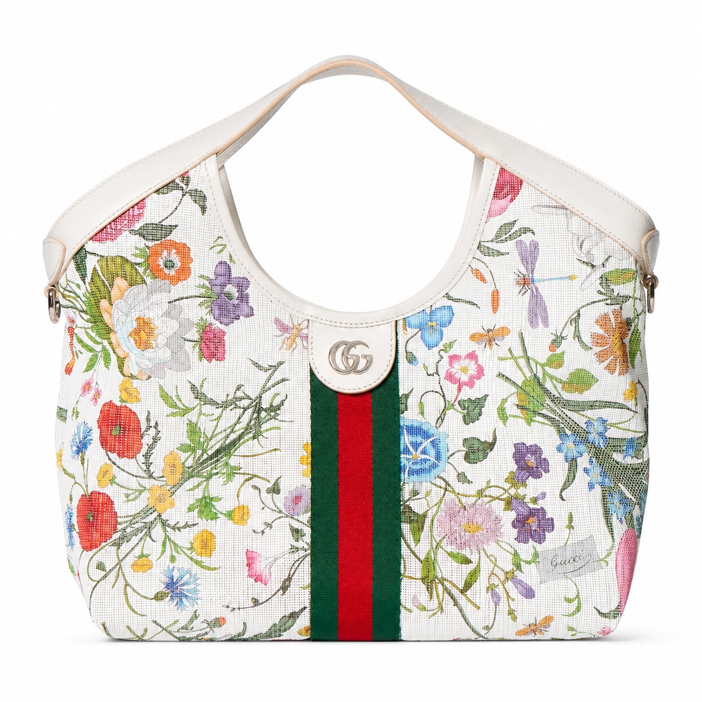 Gucci Giglio Canvas Leather White Clutch
