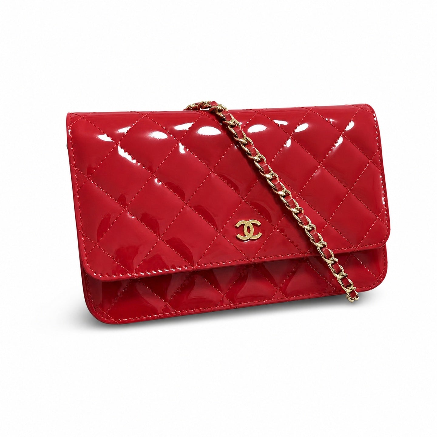 Chanel Small Patent Leather Gold Silver Bag